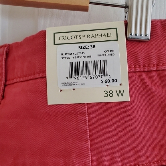 NWT Tricots St Raphael Chino Shorts color: Washed Red Size 38W - Picture 3 of 8